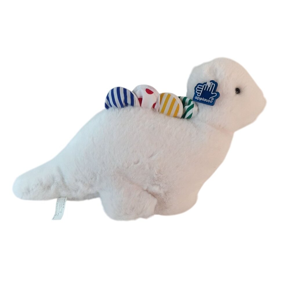Applause Lescaux White Stegosaurus Dinosaur Plush 14" Stuffed‎ Squeeker NWT RARE